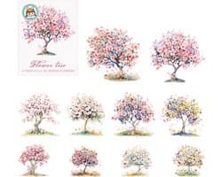 Ainy Kleurrijke Boom PET Stickers 10 stuks voor bullet journal, fotoalbum, laptop, telefoon, waterfles en zelfs als muursticker | knutselen stickervellen voor kinderen en volwassenen