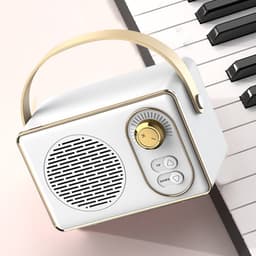 JeiibrZui Retro Bluetooth-Luidspreker - Draagbare Draadloze Stereoluidspreker - Heldere Geluidskwaliteit 10m Bereik - 1 stuks - Voor Buiten Wit — thumbnail 5