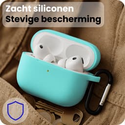Hoesje - Geschikt voor Apple Airpods Pro 3 - Siliconen Hoes met Clip - Silicone Case Cover - Mintgroen — thumbnail 4