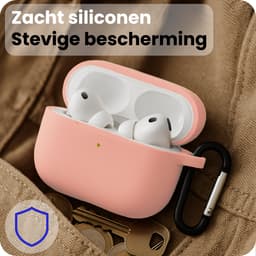 Hoesje - Geschikt voor Apple Airpods Pro 3 - Siliconen Hoes met Clip - Silicone Case Cover - Lichtroze — thumbnail 4