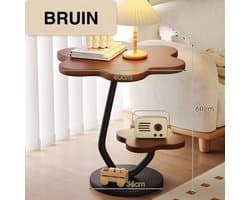 Bijzettafel - Bijzettafel bloemvormig - 2 lagen - Laptoptafel - Tafeltje - Banktafel - Bedtafel - Laptop desk - Koffietafel - Bruin