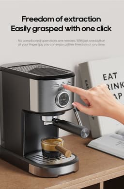 HIBREW H5A Semi-automatische koffiemachine, 1,2L watertank, 15 bar & Smart Brew — thumbnail 5