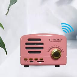 JeiibrZui Retro Bluetooth Speaker - Vintage Bluetooth Speaker - 3W Vermogen 1200 mAh Batterij 5-8 Uur Speelduur - 1 Stuk - Roze — thumbnail 4