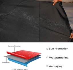 BBQ - hoes - BBQ - hoes - Gasgrill Beschermingskap - 210D Oxford Weerbestendig BBQ - doek - Dustbestendig - Verstelbaar touwwind en stofdroog rek (145 x 61 x 117 cm) — thumbnail 2