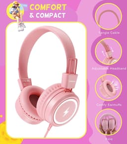 Koptelefoon kinderen met draad - Kinderkoptelefoon - Bedrade hoofdtelefoon - Veilig volume - School - Tablet - Laptop - Reizen - Muziek luisteren — thumbnail 3