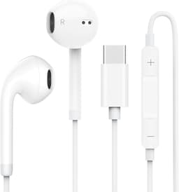 Ariqo Oortjes met Draad en Microfoon - Headphones - Earphone Kids - USB C - Volume Control - Simpel Design - Wit — thumbnail 1
