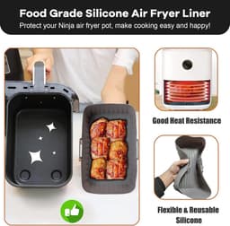 2-pack Airfryer-accessoires (21,5 x 14,5 x 7 cm), Airfryer-mal voor Ninja Foodi AF400EU AF300EU 9,5L, Siliconen Airfryer-panmal voor Instant Pot Ultenic MasterPRO Dual Airfryer — thumbnail 4
