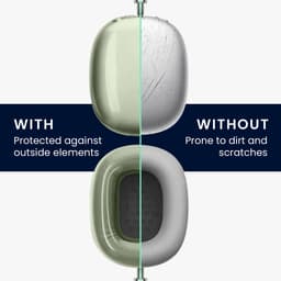 kwmobile 3-in-1 Hoofdtelefoonhoes voor Apple AirPods Max / AirPods Max 2 Hoesje - 360° TPU-hoes voor hoofdtelefoon - transparant / groen — thumbnail 3