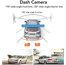 Dash Camera, 1080p Full HD 3 -weg Drievoudige Autocameraforder met 170 ° Groothoek Binnen en Buiten de CAR DVR voor Veilig Rijden — thumbnail 4