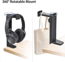 Hoofdtelefoonstandaard 2 in 1 - Verstelbare en Draaibare Hoofdhanger voor Onder Bureau — thumbnail 4