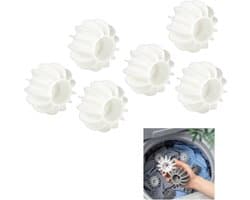 6-stuks wasballen -Wasballen voor wasmachine - Herbruikbare wasballen - Siliconen wasballen - Anti-klit wasballen - Huishoudelijke wasballen - Geschikt voor wasmachines, drogers en stoomdrogers - Wit