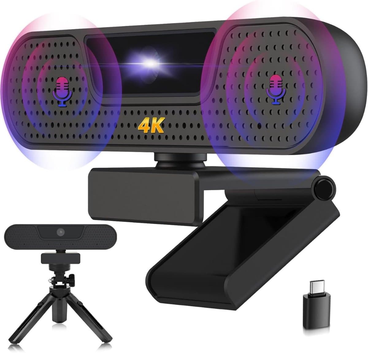 DailySupplies® Webcam voor PC - Streaming Camera - 4K Kwaliteit - Zwart — afbeelding 1