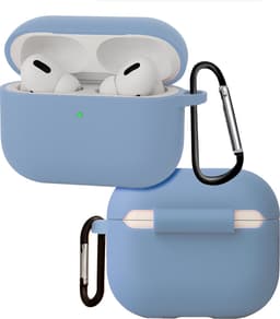 Hoes - Geschikt voor Apple Airpods Pro 3 - Siliconen Hoesje met Clip - Silicone Case Cover - Lichtblauw — thumbnail 1