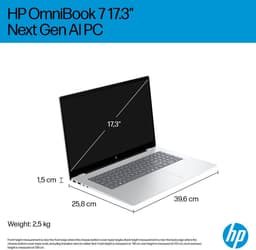 HP OmniBook 7 NGAI 17-dc0771nd - Copilot+ Laptop - 17.3 inch - Intel® Core™ Ultra 7 Processor 256V - 16 GB RAM - 1000 GB SSD - Windows 11 Home — thumbnail 5