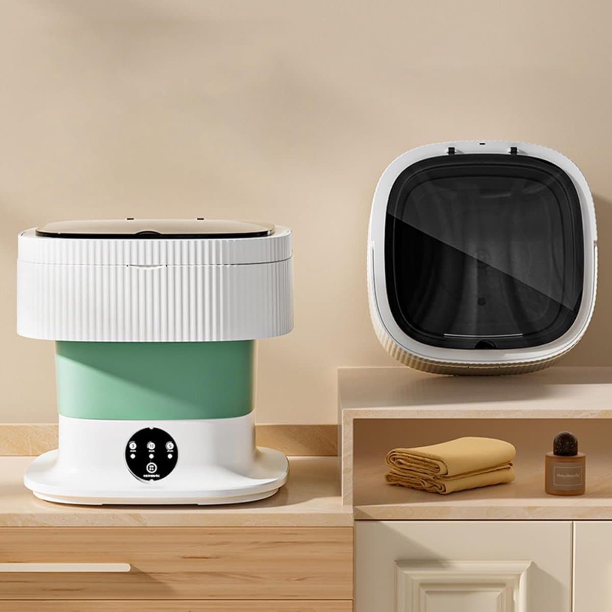 10L Grote Grensoverschrijdende Opvouwbare Wasmachine met Groot Ondergoed, Sokken, Babykleding en Kleine Mini Wasmachine (Groen) — afbeelding 1