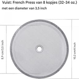 Vervangingsfilters French Press - Herbruikbaar Roestvrijstaal Zeef - Geschikt Voor 1000 Ml Apparaten - 6 Stuks - Koffie- En Theeliefhebbers Zilver — thumbnail 4