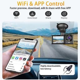Dubbele dashcam voor in de auto, voor- en binnenkant, autobeveiligingsvideorecorder met audio, 1080P, voertuigcamera, plug-and-play, WDR, nachtzicht, automatische vergrendeling met G-sensor, 2 inch scherm（Met 64G geheugenkaart） — thumbnail 3