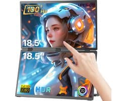 UPERFECT E12 Dual Portable Monitor 18.5" Touch Screen 100Hz 100% sRGB Draagbaar Monitor Aanraakscherm with Stand & VESA Mount for Laptop/Switch/MacBook