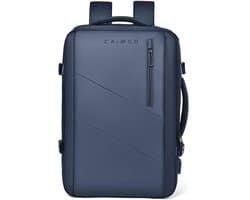 Caimco Nexus Rugzak met USB Oplaadpoort & Laptopvak – Uitbreidbare Waterafstotende Backpack – 15.6 inch Laptop Rugtas voor School, Werk & Reizen – Blauw