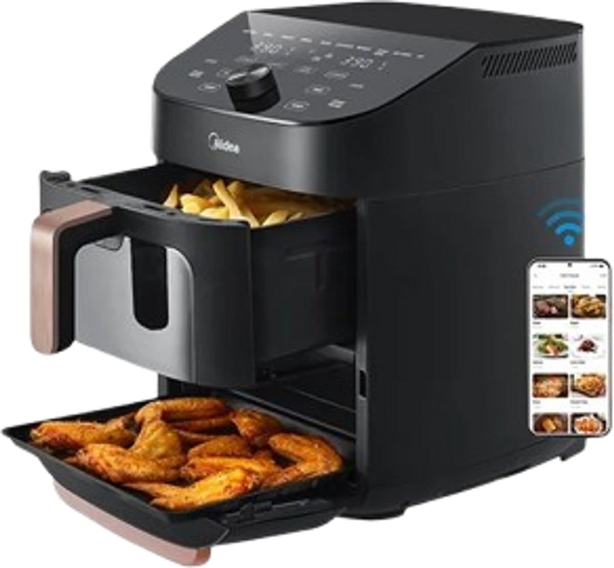 Hot Air Fryer – 11L – 10-in-1 Multifunctioneel – Dubbel Stapelbaar – Overlappende Kookzones – WiFi Smart Sync met Alexa – XL Vertical Space Saver – Gezond Frituren Zonder Olie – Snelle Bereiding – Voor Gezinnen — afbeelding 1
