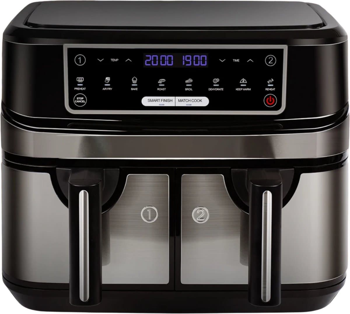 Heteluchtfriteuse - Aifryer - 9 liter XXL - 2 onafhankelijke lades van 4,5 liter - 8 automatische programma's met LED-touchscreen - 2 Kookvakken — afbeelding 1