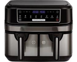 Heteluchtfriteuse - Aifryer - 9 liter XXL - 2 onafhankelijke lades van 4,5 liter - 8 automatische programma's met LED-touchscreen - 2 Kookvakken