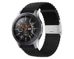 Qelus Zwarte 20mm Gebreide Nylon Elastische Horlogeband met RVS Gesp - Verstelbare Lengte - Vervangende Band voor Horloges en Smartwatches - Sportief, Zachte en Ademende - Voor Mannen en Vrouwen