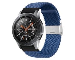 Qelus Blauwe 22mm Gebreide Nylon Elastische Horlogeband met RVS Gesp - Verstelbare Lengte - Vervangende Band voor Horloges en Smartwatches - Sportief, Zachte en Ademende - Voor Mannen en Vrouwen