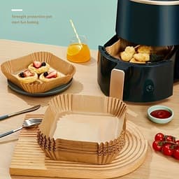 Livé® Airfryer Papiertjes 100 stuks – Anti-aanbak & Vetvrij – Voor Bakken & Grillen — thumbnail 4