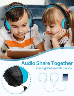 Koptelefoon kinderen met draad - Kinderkoptelefoon - Bedrade hoofdtelefoon - Veilig volume - School - Tablet - Laptop - Reizen - Muziek luisteren — thumbnail 2