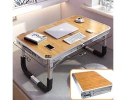 Auto Opvouwbare Tafel Bed Bureau LAPTOP TAFEL Aluminiumlegering Bamboe Kleur (60X40)