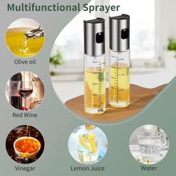 PromoHome Olie Spray Fles 2-Pack, 100ml Olijfolie Sprayer Oliesproeier, Olieverstuivers voor Koken Air Fryer Keuken, Glazen Olieverdeler Lekvrij met Grote Trechter en Reinigingsborstel — thumbnail 7