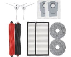 Stofzuigeronderhoudsset - Geschikt voor Roborock V20 Qrevo Master-Slim - Accessoires - veegrobot vervangingsonderdelen - Bevat 2 rolborstels, 2 filters, 2 stofzakken, 2 zijborstels en 2 doeken - 10 stuks