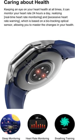 Knobbout 1.43 inch AMOLED-scherm met 3D-ontwerp Smartwatch - Slimme opnamefunctie- 4 GB interne opslag - MP4-video-ondersteuning - Nieuwste ATS3085S Gen 2-chipset - Ingebouwde kompasfunctie - Zilver staal+ bruin lederen + blauwe siliconen horlogeban — thumbnail 3