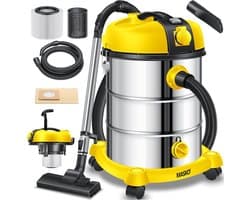 Industriële nat-droog stofzuiger 2300 W | Roestvrij staal | Blijfblazer | 30 liter reservoir | Push & Clean | Zakloos