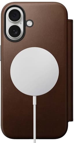 Nomad Modern Lederen Folio iPhone 17 – Gerecycled Aluminium Knoppen – Camera Bedieningsknop – Ecco Leder - Bruin — thumbnail 5