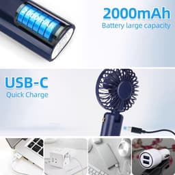 Draagbare Mini Handventilator - USB Bureauventilator met 6 Snelheden - Opvouwbare Reisventilator voor Thuis, Kantoor, en Reizen — thumbnail 5