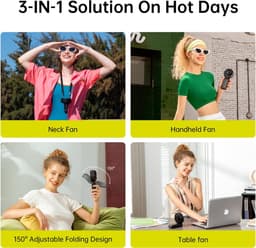 Krachtige Draagbare Handventilator met LED-Display - 3-in-1 Ventilator voor Hand, Bureau en Hals - Ideaal voor Zomer en Reizen — thumbnail 5