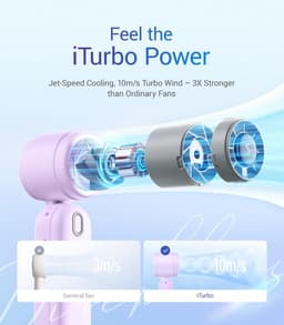 Draagbare Handventilator 3-in-1 met Turbo Koeling, 4000mAh USB Oplaadbaar, 5 Snelheden, Opvouwbare Zakventilator voor Reis en Bureel — thumbnail 1