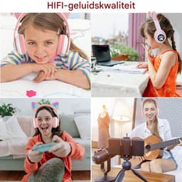 QTTVBTNA -Kinderkoptelefoon Bluetooth met kattenoren – Over-Ear draadloze hoofdtelefoon met LED-licht, opvouwbaar, stereo geluid, ideaal voor meisjes en jongens — thumbnail 3