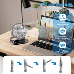 Draagbare USB Ventilator met 199 Snelheden en Stil Geluid – Ultradunne Mini Ventilator voor Thuis, Kantoor en Outdoor — thumbnail 2
