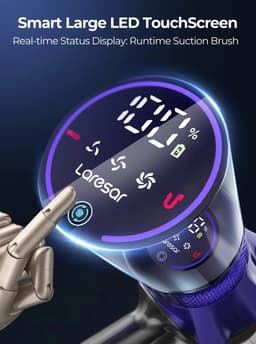 Seastone - Laresar Steelstofzuiger Draadloos – 50000Pa Krachtige Zuigkracht - 60 Min Gebruiksduur - LED Touchscreen - Auto Opladen – Ideaal voor Huisdieren en Gezinnen — thumbnail 4