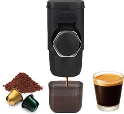 Draagbare koffiezetapparaat, 2-in-1 kleine reiskoffiezetapparaat voor gemalen koffie en capsules, handmatig bediend, 15 bar kleine handzame koffiezetapparaat voor kamperen en reizen — thumbnail 1