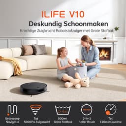 ILIFE V10 Robotstofzuiger – Slim schoonmaken zonder moeite - Krachtige robotstofzuiger - 5000Pa - Robotstofzuiger met laadstation - 120 min werktijd — thumbnail 5