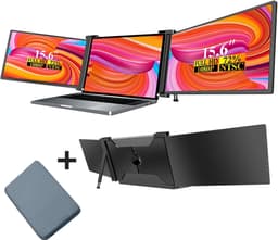 Portable Monitor Triple - Full HD - Geschikt Voor 15” / 18,1” Tri-Screen - Laptop Scherm Uitbreider - Inclusief Beschermhoes en Kabels — thumbnail 1