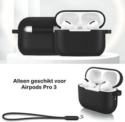 Studio Air® Airpods Hoesje Pro 3 Siliconen Case - Zwart - Soepel Airpod Hoesje voor Airpods Pro 3 (2025) — thumbnail 3