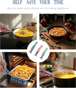 Bowl Gripper Clip - RVS Keuken - 2 pcs Retriever Tongs - Met Anti-Slip pp Handgreep voor Air Fryer - Voor Het Optillen van Heet Etenswaren - Roestvrij Stalen Kom Gripper Clip - Antislip Retriever Tongs Voor Stomer - 2 stuks - Roze + Groen — thumbnail 2