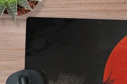 Muismat XXL 90x60 cm - Bureau onderlegger - Bureau mat Krijger - Rode trappen - Zon - Berg - Bureaumat - Gaming mousepad xl - Bureaulegger groot - Computer deskmat — thumbnail 2