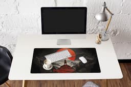 Muismat XXL 90x45 cm - Bureau onderlegger - Bureau mat Krijger - Rode trappen - Zon - Berg - Bureaumat - Gaming mousepad xl - Bureaulegger groot - Computer deskmat — thumbnail 5