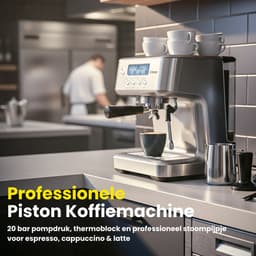 Espressomachine Pro 20 Bar - Piston Koffiemachine Melkopschuimer RVS - Instelbare Extractietemperatuur - Pistonmachine Espresso, Cappuccino & Latte - 2,2 Liter Waterreservoir - COOK-IT — thumbnail 3